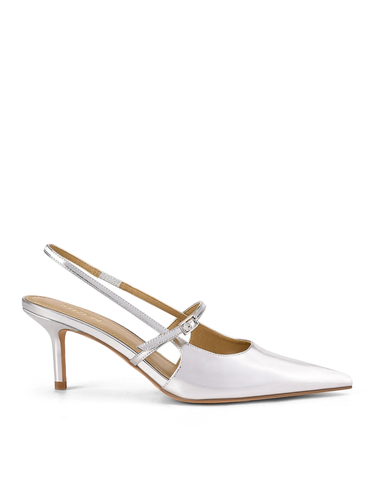 Siren Slingback Heel - Silver Metallic Leather