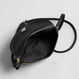Handwoven Straw Saddle Crossbody - Black