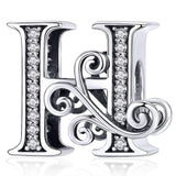 Solid 925 Sterling Silver Vintage Inspired Antique Alphabet Charm