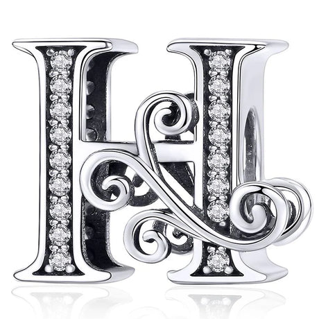 Solid 925 Sterling Silver Vintage Inspired Antique Alphabet Charm