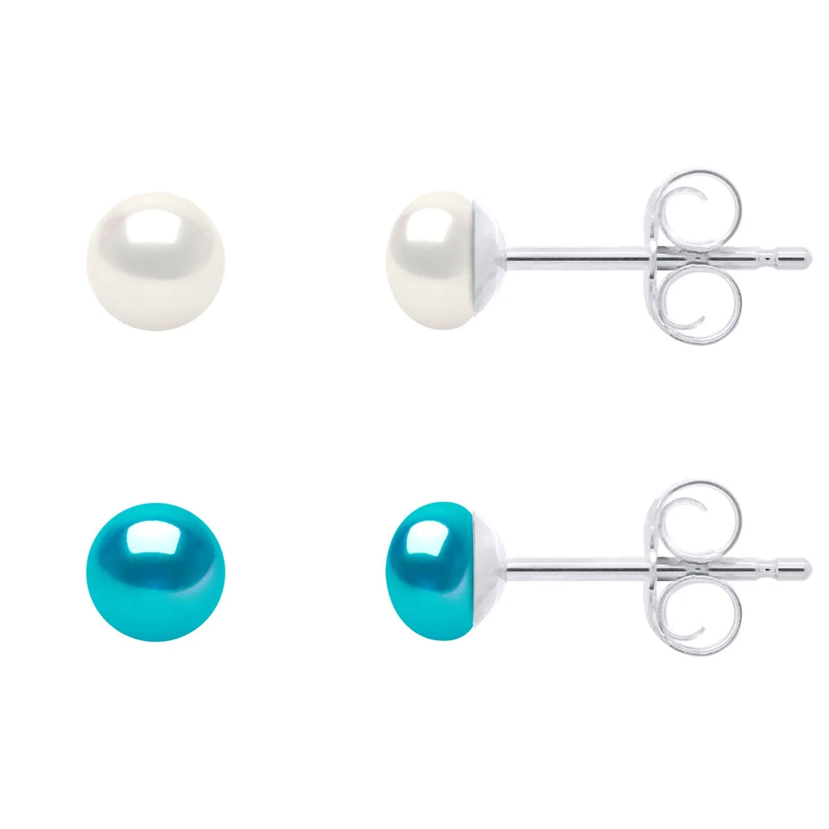 Manufacture Royale 2 Pair Earring Set Freshwater Pearl & Turquoise White