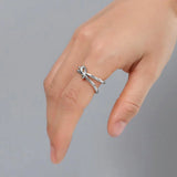 Boxed Forever Knot White Gold Titanium Cuff Bangle & Ring Set in White Gold