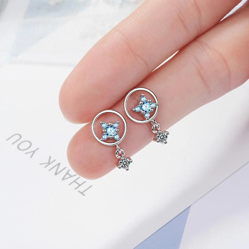 Bullion Gold Delightful Baby Blue Drop Earrings