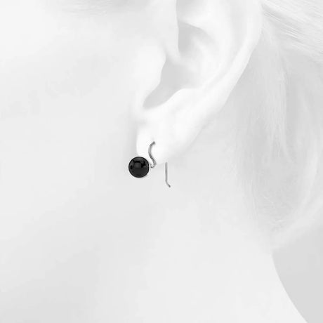 Solid 925 Sterling Silver Agate Gemstone Hook Drop Earrings