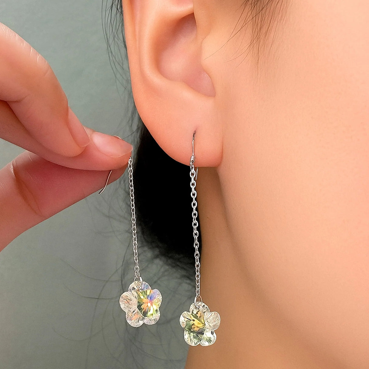 Solid 925 Sterling Silver Star Blush Dangle Earrings Embellished with SWAROVSKI¬¨√Ü Crystals