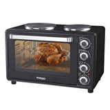 TODO 30L Benchtop Electric Oven Twin Hot Plates Rotisserie Two Hotplate 10A Amp