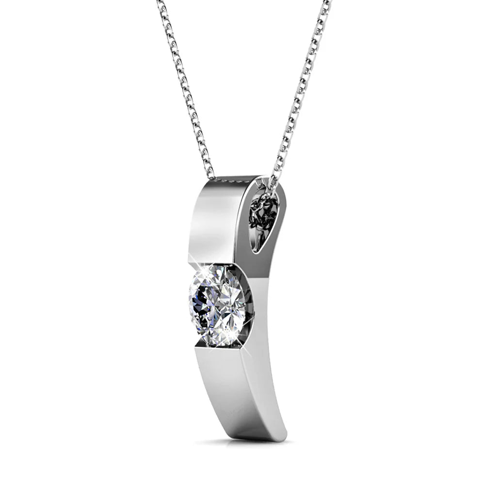 Krystal Couture Shine Bright Pendant Necklace in White Gold Embellished with SWAROVSKI Crystals