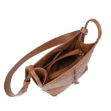 BAMEI Embossed Calfskin Leather Bucket Bag Set - Brown