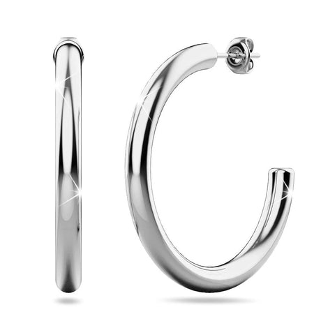 Bullion Gold Erica White Gold Hoop Earrings 20mm