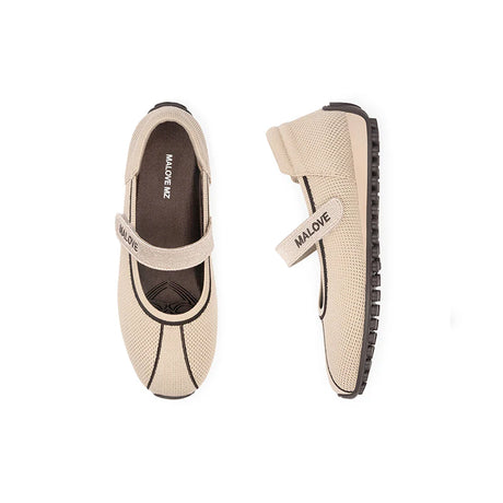 Sport Ballet Mary Jane Flats - Beige