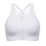 Power On Zip Front Racerback High Impact Sports Bra - White