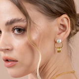 Bullion Gold Helena Pearl & Charm Ring Gold Drop Earrings
