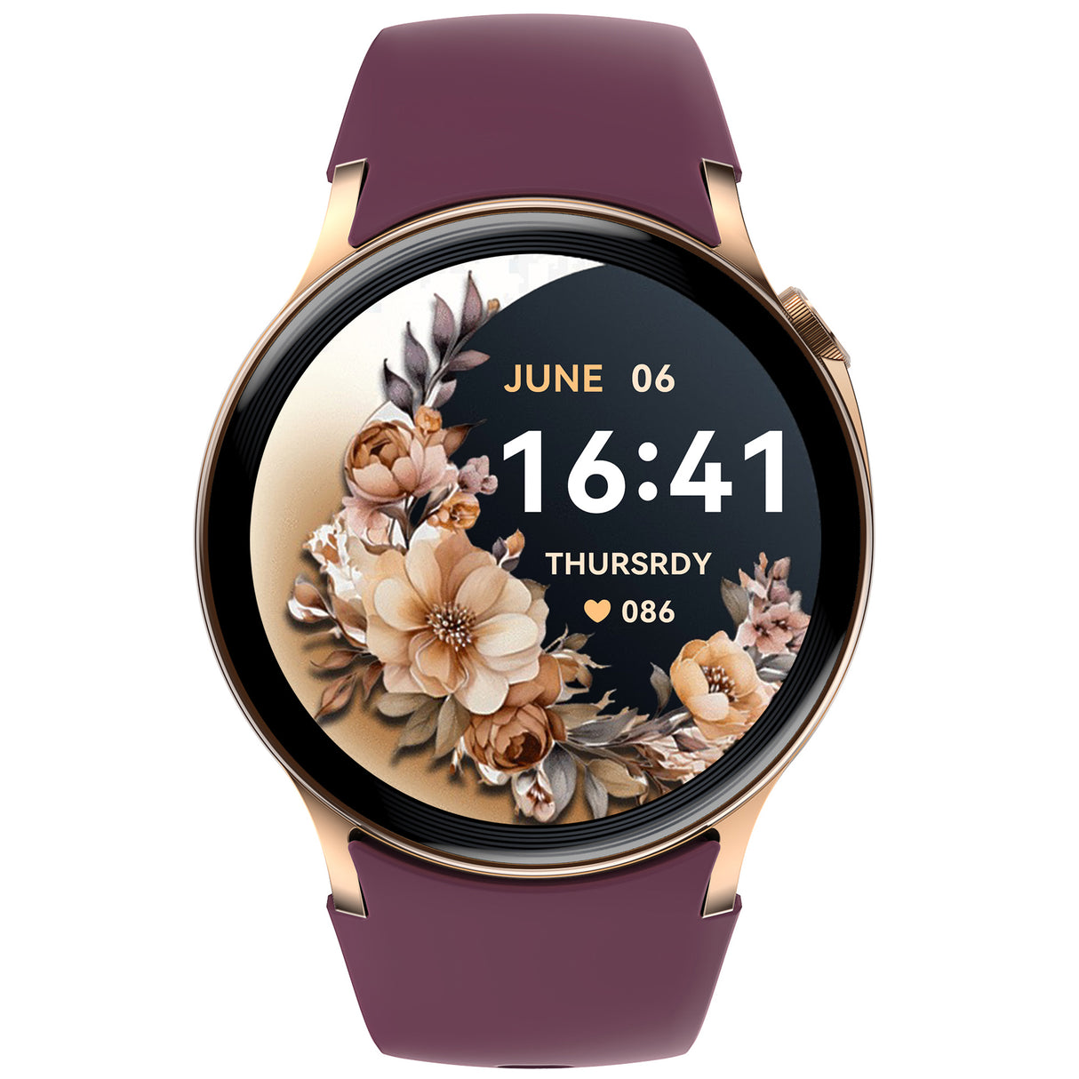 Bluetooth Smart Watch 1.43" Touch Screen Call Heart Rate Blood Pressure BT 5.3 - Purple Gold Wine