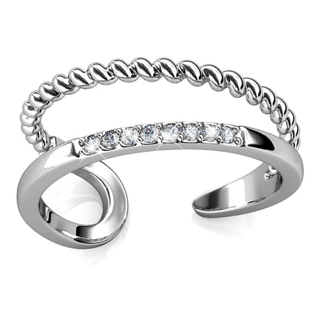 Boxed Feline On! Necklace and Ring Set Embellished with SWAROVSKI® Crystals In White Gold