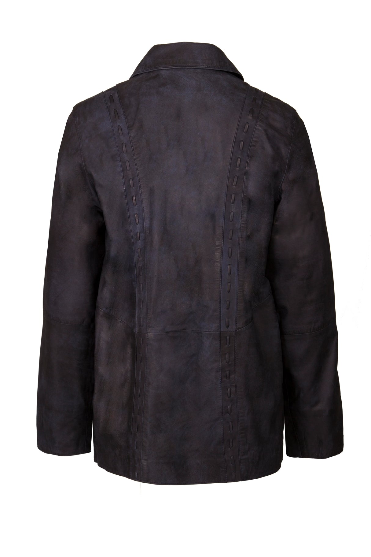 Womens Leather Jacket in Navy Snuff