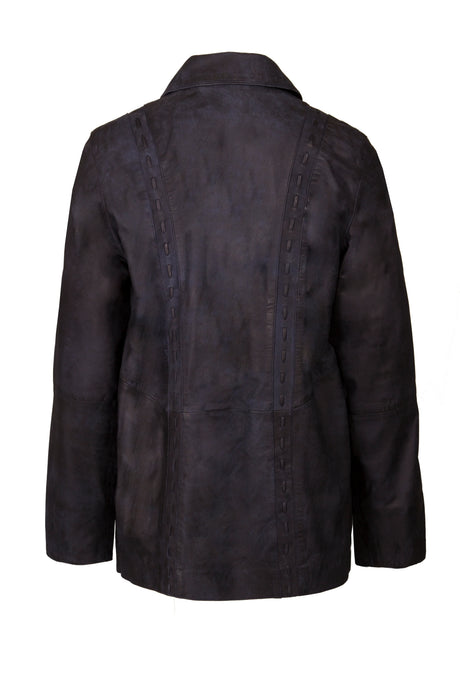 Womens Leather Jacket in Navy Snuff