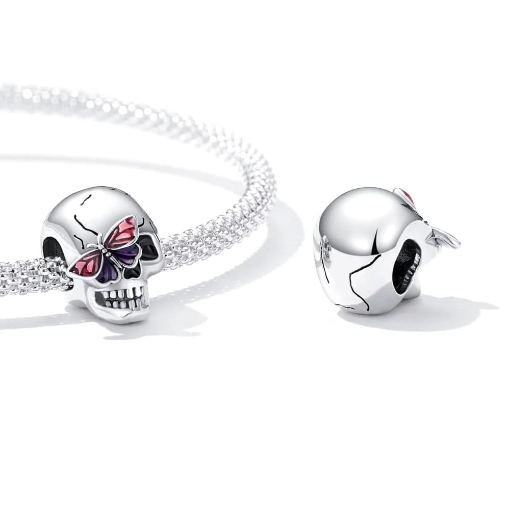 Solid 925 Signature Silver Funky Skull Charm