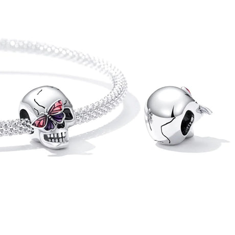 Solid 925 Signature Silver Funky Skull Charm