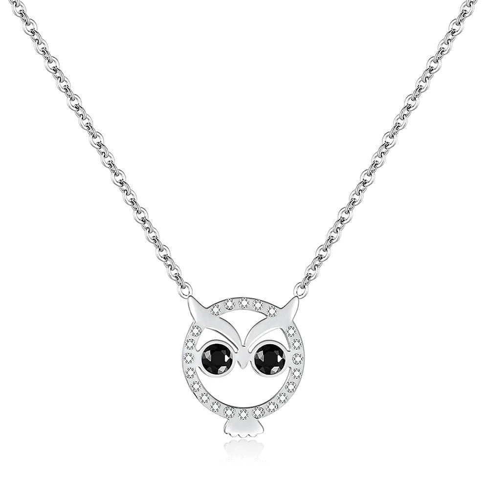 Bullion Gold Bright-Eyed Owl Short Necklace