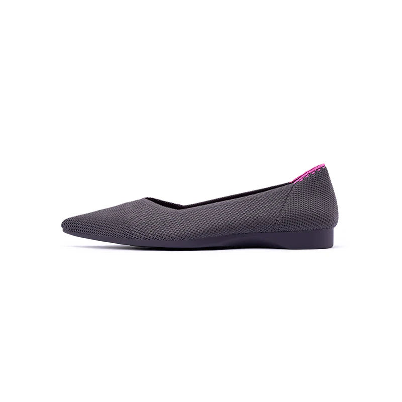 Charlotte Casual Pointed Toe Commuter Flats - Charcoal