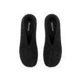 Fuzzy Round Toe Block Heel Pumps - Black
