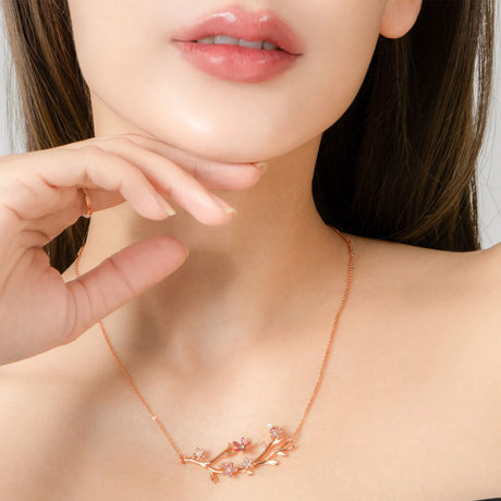 Krystal Couture Petalia Pink Necklace Featured SWAROVSKI Crystals in Rose Gold