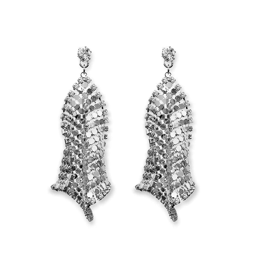 White Gold Mesh Drop Earrings