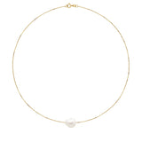 Necklace Baroque Baroque Freshwater Pearl White Yellow Gold 11-12mm