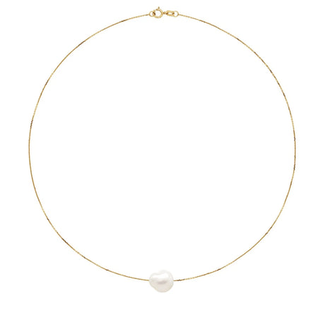 Necklace Baroque Baroque Freshwater Pearl White Yellow Gold 11-12mm