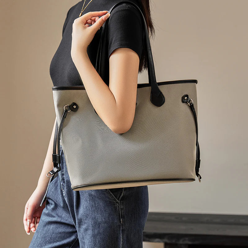 Nalandu Raleigh Large Capacity Canvas Commuter Tote Bag - Grey