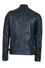 Mens Navy Leather Jacket