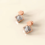 Bullion Gold Princess-Cut Simulated Diamond Love Earrings
