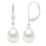 Drop Earrings Freshwater Pearl White White Gold 9-10mm