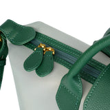 BAMEI Large Capacity Water-Resistant Nylon Handbag with Genuine Leather Trim - Green