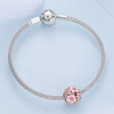 Solid 925 Signature Silver Blossom Filigree Charm In Rose Gold