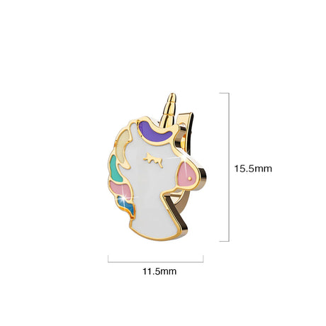 Colourful Magical Unicorn Gold Stud Earrings