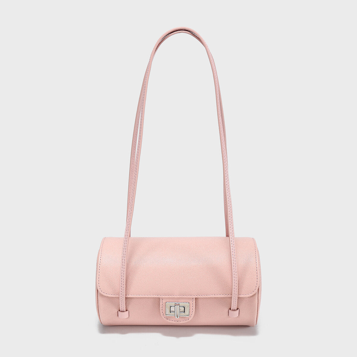 Pebbled Leather Cylinder Barrel Bag - Pink