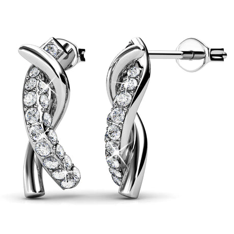 Krystal Couture Intertwined White Gold Stud Earrings Embellished with SWAROVSKI Crystals