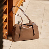 Nalandu Vintage Leather Bowling Bag - Camel