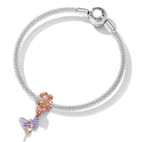 Solid 925 Signature Silver Dressed Up Thumbelina Butterfly Charm