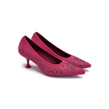 Enchanted Butterfly Pointed Toe Kitten Heels - Rose
