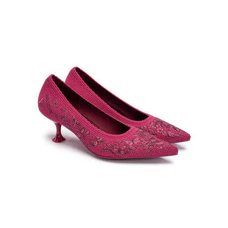 Enchanted Butterfly Pointed Toe Kitten Heels - Rose