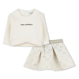 Karl Lagerfeld Girls Skirt And T-Shirt Set - Beige