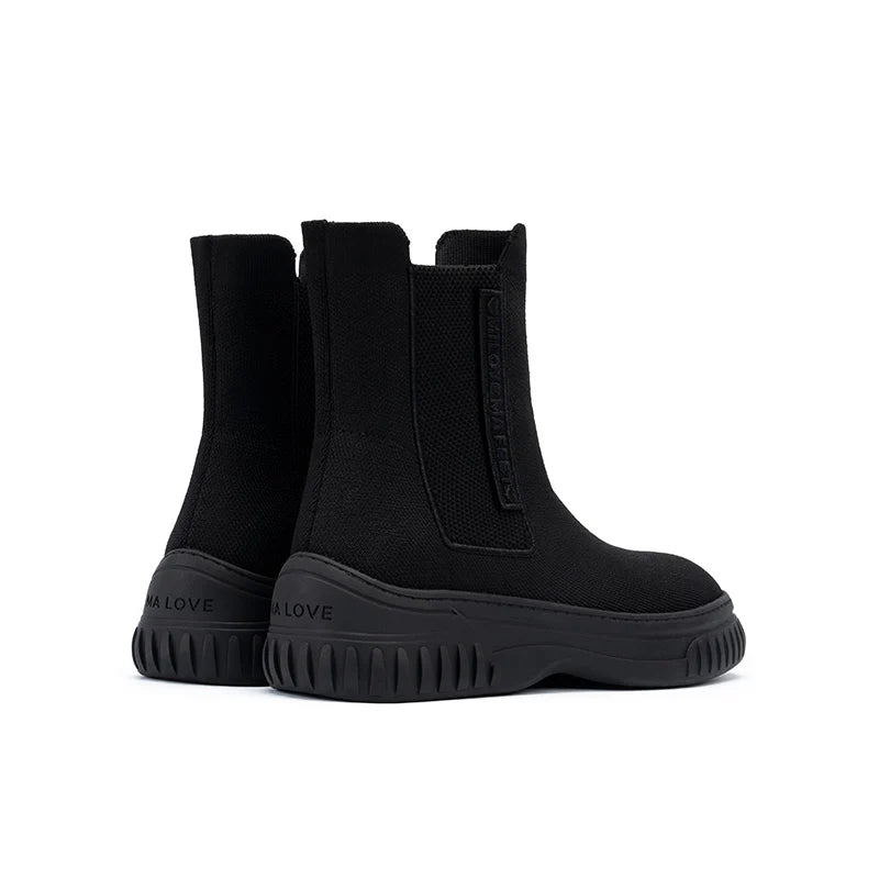 Knit Chelsea Ankle Boots - Black