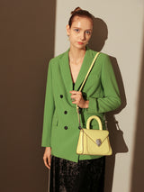 Avant Garde Silver Chain Strap Leather Top Handle Bag - Yellow