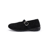 Fuzzy Mary Jane Flats - Black