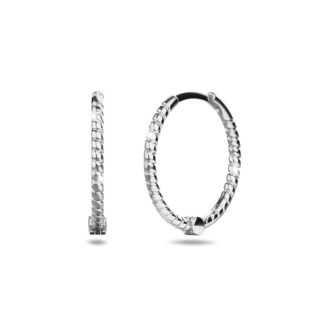 Solid 925 Sterling Silver Helical Huggie Earrings in Silver