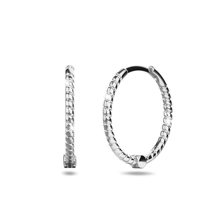 Solid 925 Sterling Silver Helical Huggie Earrings in Silver