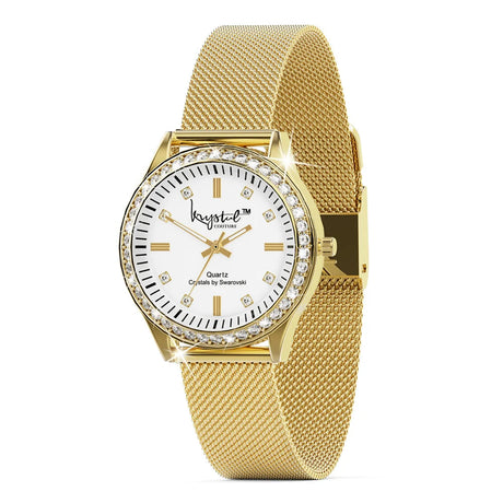 Krystal Couture Sensational Lux Gold on White Watch Embellished with SWAROVSKI® Crystals