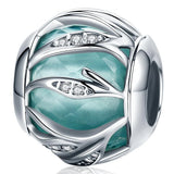 Solid 925 Sterling Silver Magical Ball Teal CZ Charm